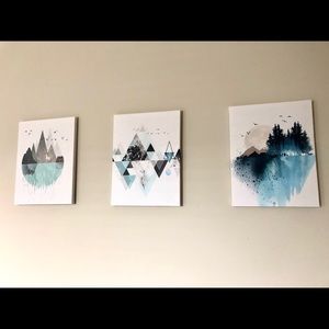 Canvas Abstract Art cool colors mountain theme